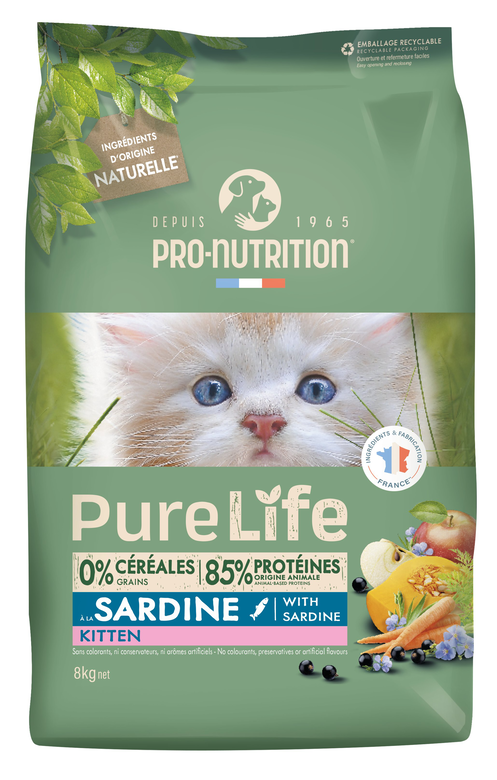 Pro-Nutrition - Croquettes Pure Life Kitten Sardine pour Chatons - 8kg image number null