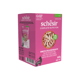 Schesir - Sachets Humides Thon Poulet et Jambon en Gel&eacute;e pour Chats - 6x85g
