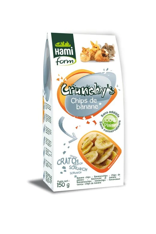 Hamiform - Crunchy's Chips de Banane pour Rongeur - 150g Image numéro 1 Hamiform - Crunchy's Chips de Banane pour Rongeur - 150g Image numéro 1