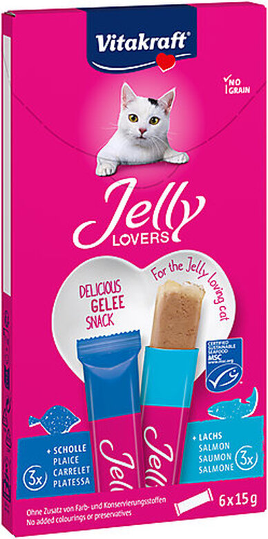 Vitakraft - Friandises Jelly Lovers Saumon et Carrelet pour Chats - 6x15g image number null