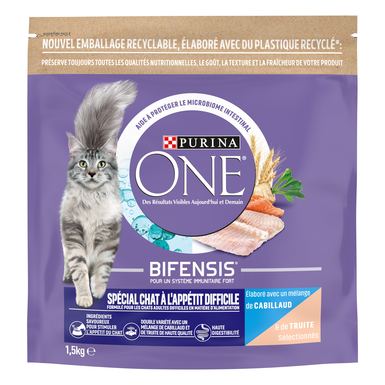 Purina One - Croquettes Spécial Chat difficile au Cabillaud et à la Truite - 1,5kg