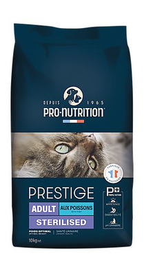 Pro-nutrition - Croquettes Prestige Adult Sterilised aux Poissons Blancs pour Chats - 10Kg