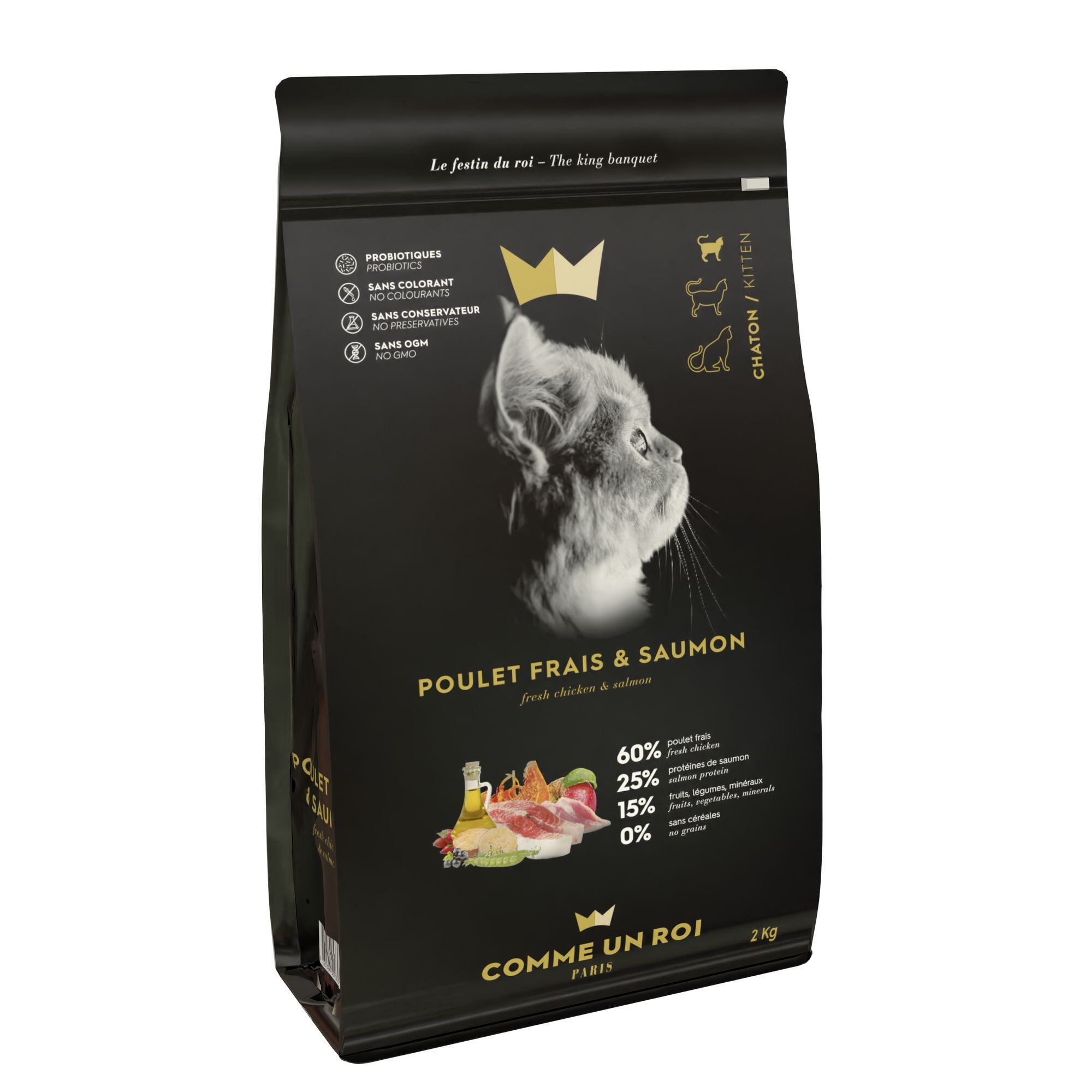 Comme Un Roi - Croquettes au Poulet frais et Saumon pour Chaton - 2Kg Image num&eacute;ro 1