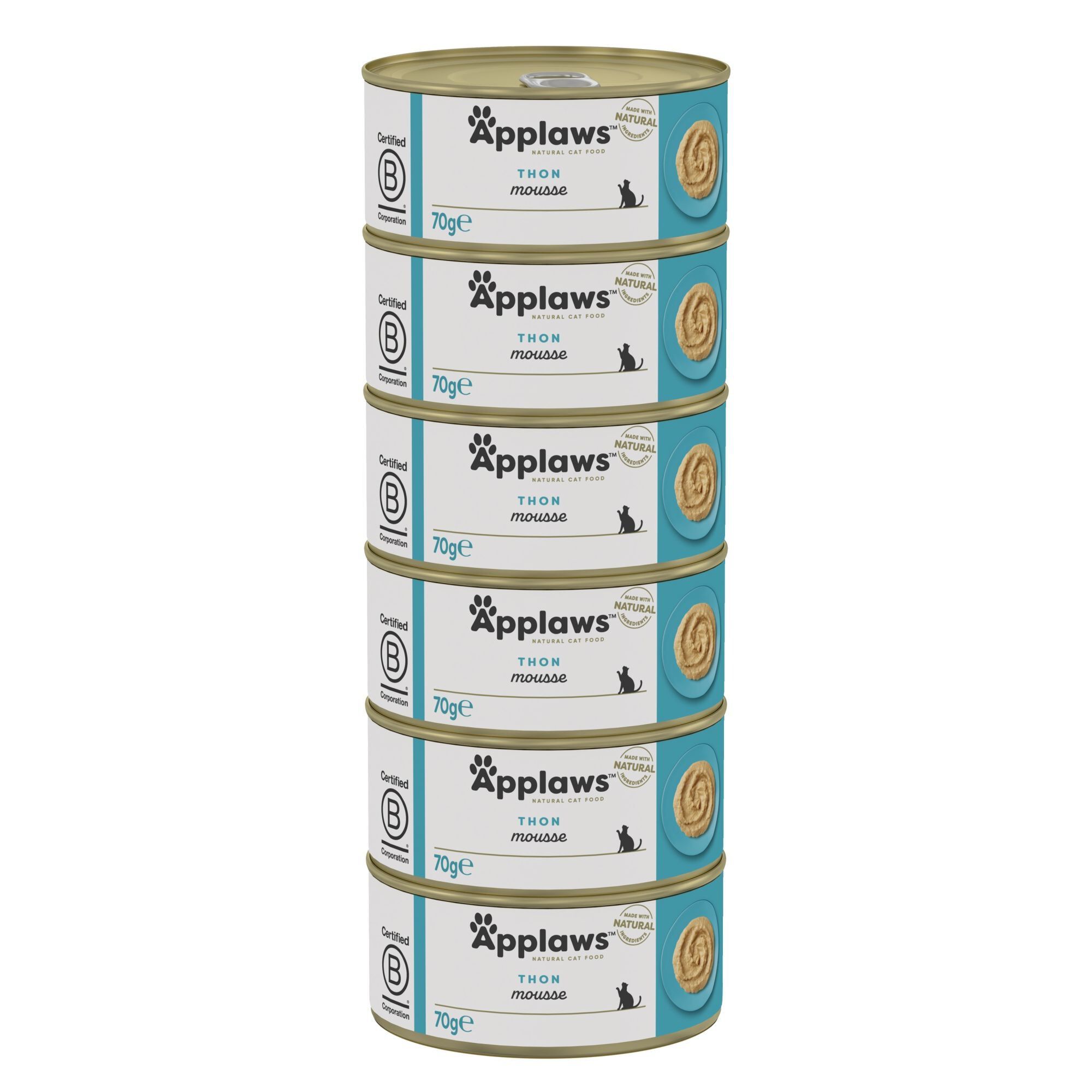 Applaws - Boites Multipack en Mousse au Thon pour Chats - 6x70g Image num&eacute;ro 1
