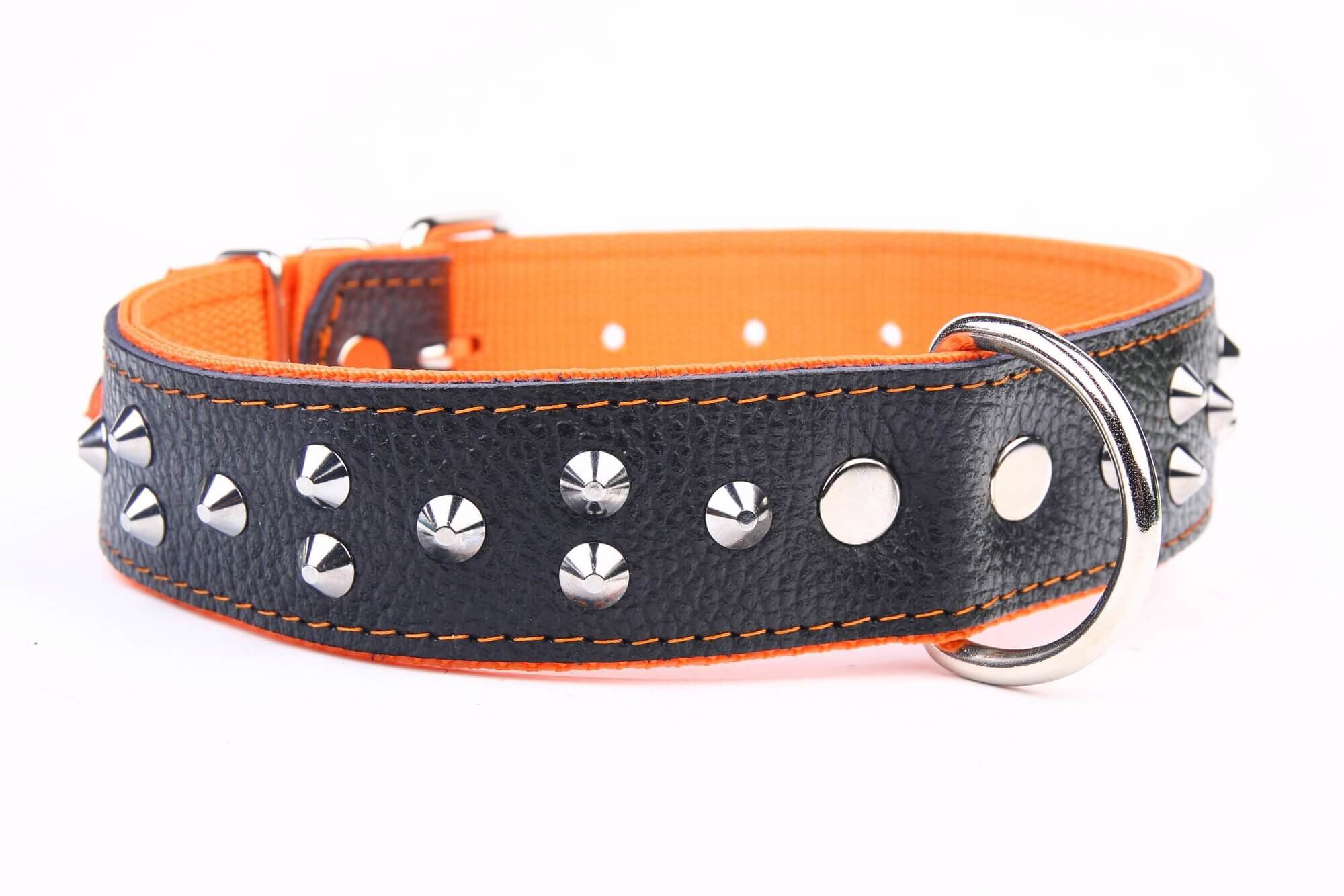 Yogipet - Collier Large Cuir Clout&eacute; Orange pour Chien - T55 38/49cm Image num&eacute;ro 1