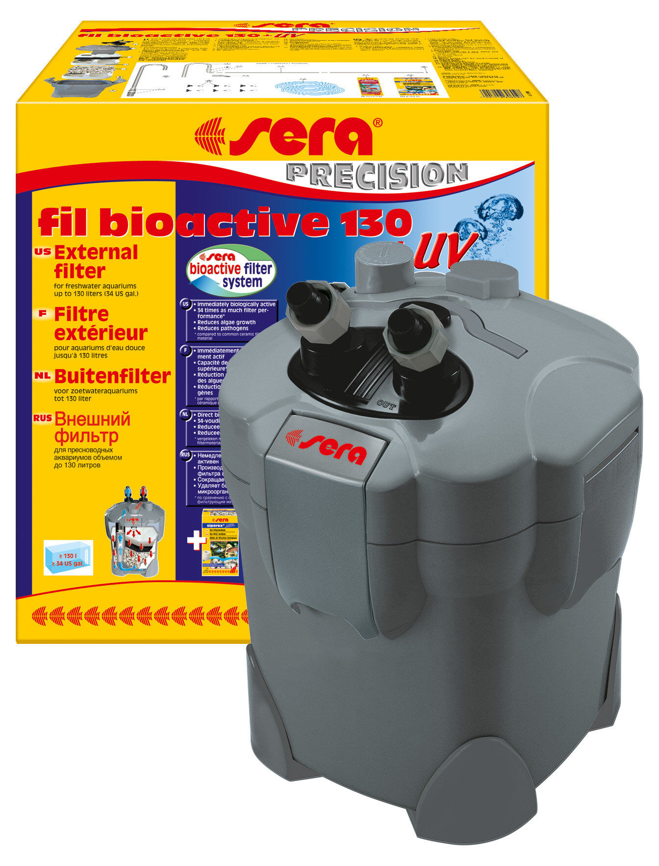 Sera - Filtre Ext&eacute;rieur Fil Bioactive 130 UV jusqu'&agrave; 130L pour Aquarium d'Eau Douce Image num&eacute;ro 2