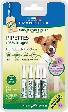 Francodex - Pipettes Antiparasitaires Répulsives pour Chiots - x4