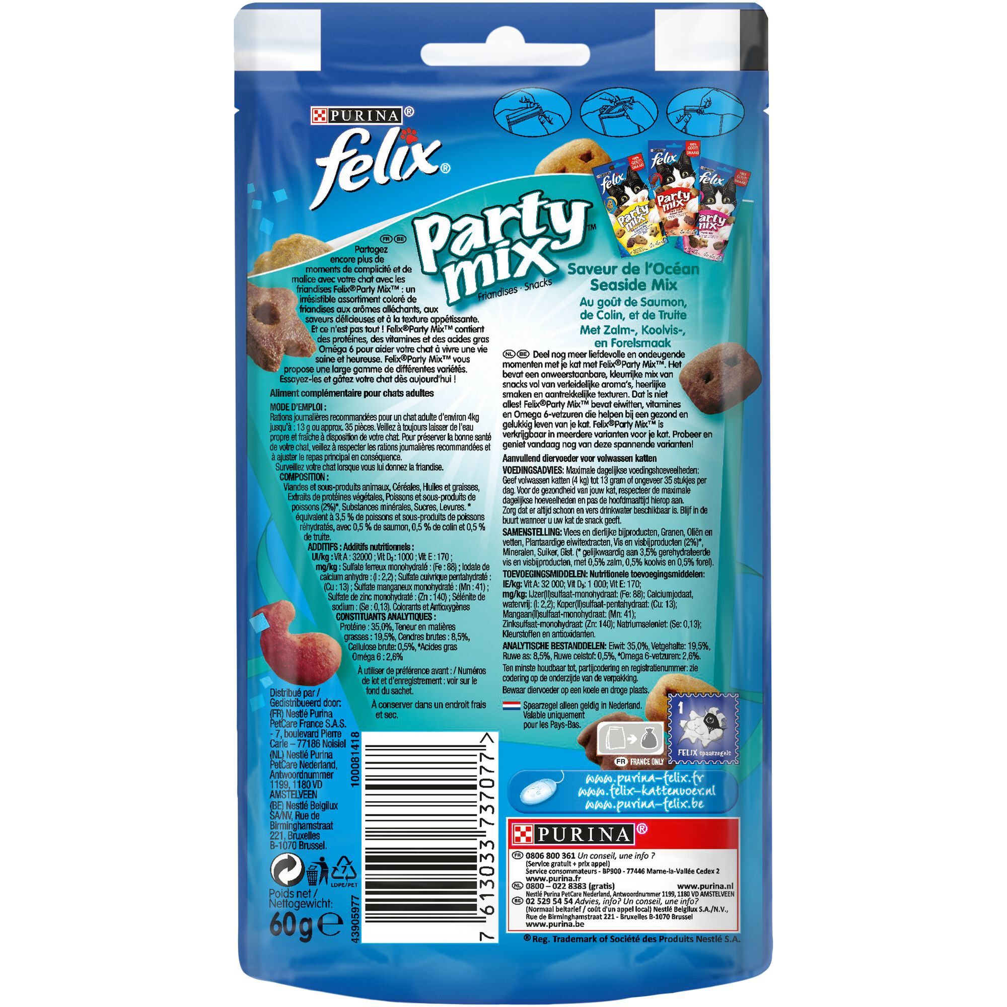 Felix - Friandises Party Mix Saveur de l'Oc&eacute;an pour Chat - 60g Image num&eacute;ro 2