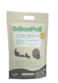 DeBonPoil  - Liti&egrave;re V&eacute;g&eacute;tale Agglom&eacute;rante Charbon pour Chat - 2.8Kg