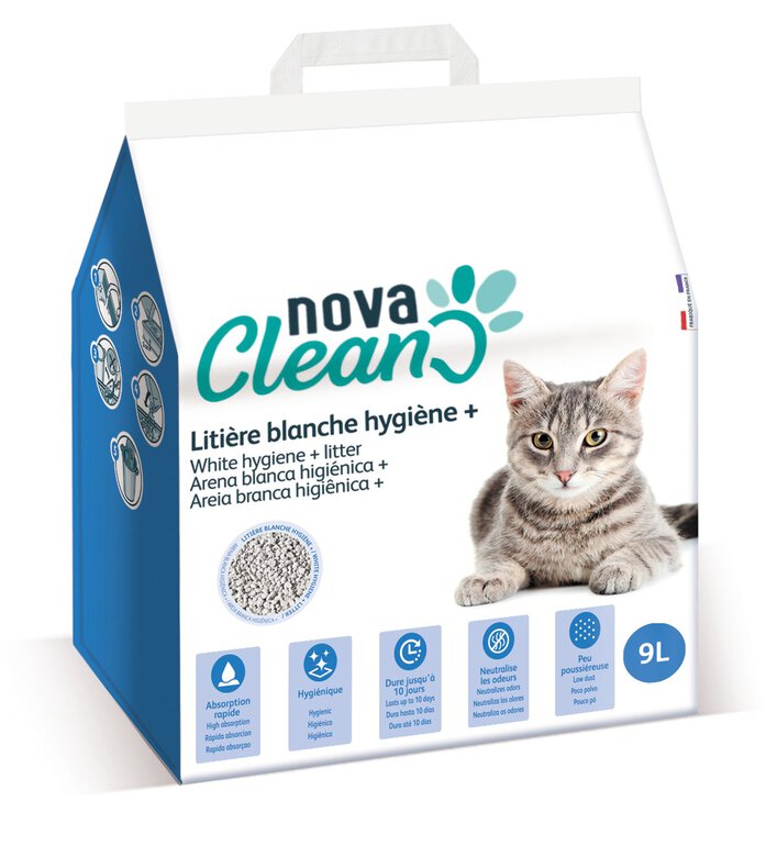 Nova Clean - Litière Hygiène Plus Blanche pour Chats - 9L Image numéro 1 Nova Clean - Litière Hygiène Plus Blanche pour Chats - 9L Image numéro 1