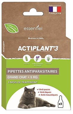 ActiPlant'3 - Pipettes Antiparasitaire pour Grand Chat - 3x1ml