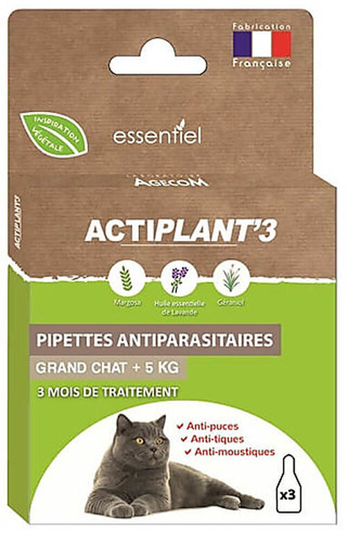 ActiPlant'3 - Pipettes Antiparasitaire pour Grand Chat - 3x1ml image number null