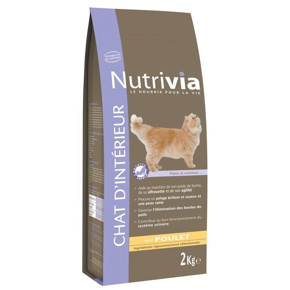 Nutrivia - Croquettes au Poulet pour Chat d'Int&eacute;rieur - 2Kg Image num&eacute;ro 1