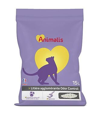 Animalis - Litière Agglomérante Odor Control pour Chat - 15L
