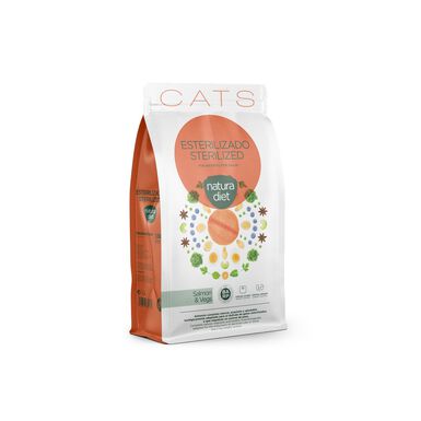 Natura Diet - Croquettes Adulte Sterilized au Saumon pour Chat Stérilisé