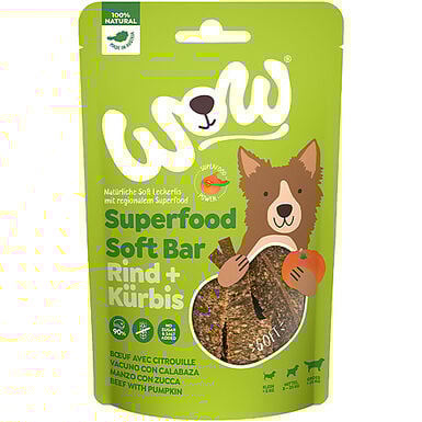 Wow - Friandises Barre Superfood Bœuf Citrouille pour Chiens - 150g