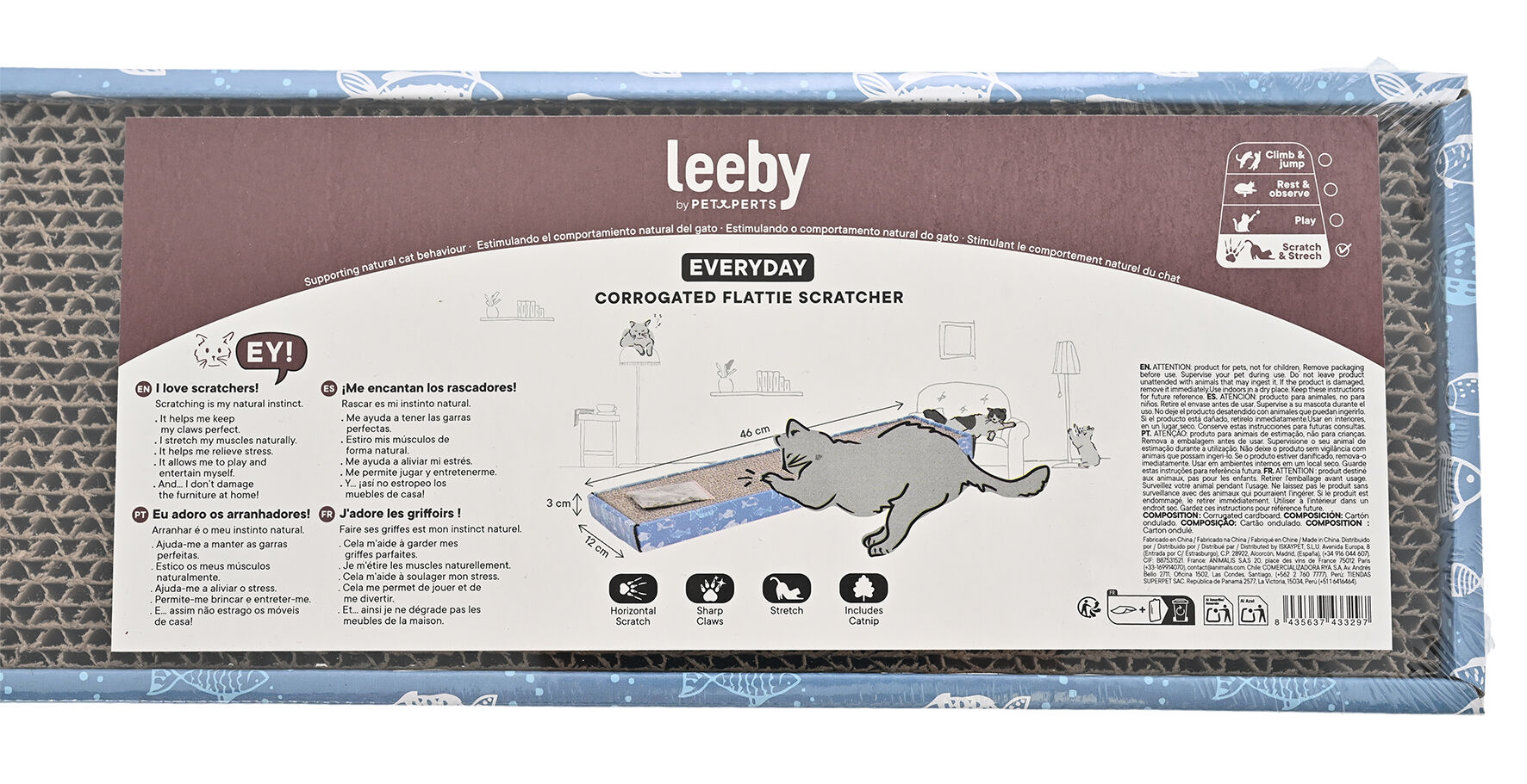 Leeby - Griffoir Everyday Plat en Carton pour Chats - 46x12cm Image num&eacute;ro 5