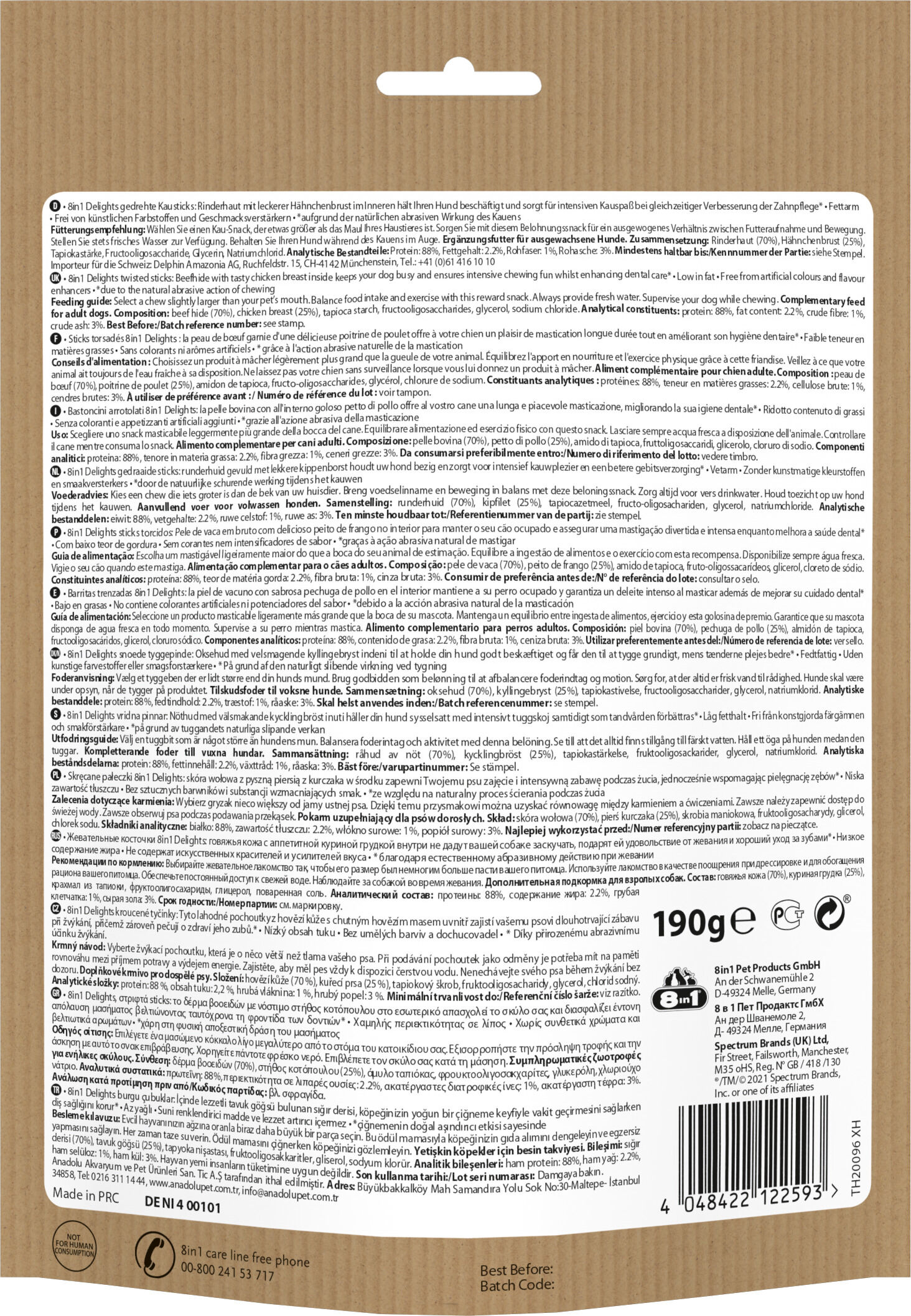 8in1 - Friandises Delights Poulet B&acirc;tonnets Torsad&eacute;s pour Chiens - x35 Image num&eacute;ro 4