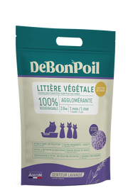 DeBonPoil - Liti&egrave;re Naturelle Agglom&eacute;rante Lavande pour Chat - 2.8Kg