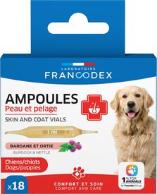 Francodex - Ampoules Peau et Pelage pour Chiens et Chiots - 18x1ml