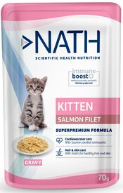 Nath - Pâtée en sauce au saumon pour Chatons de 4 à 12 mois - 70g
