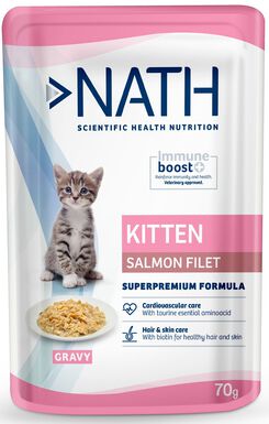 Nath - Pâtée en sauce au saumon pour Chatons de 4 à 12 mois - 70g