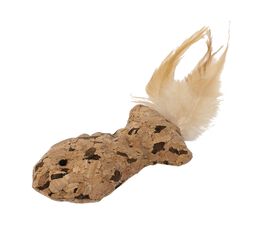 Wouapy - Jouet Poisson en Liège avec Plumes pour Chat