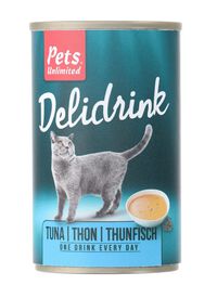 Pets Unlimited - Boîte Delidrink Bouillon au Thon pour Chat - 135ml