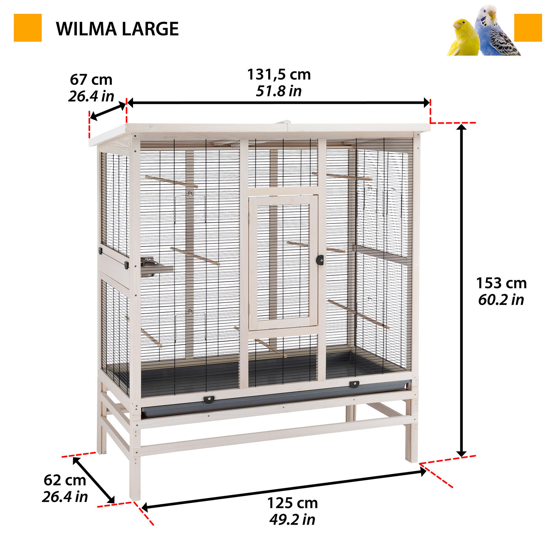 Ferplast - Voli&egrave;re Wilma Large pour Perruche et Oiseaux Exotiques - 67x131x153cm Image num&eacute;ro 7