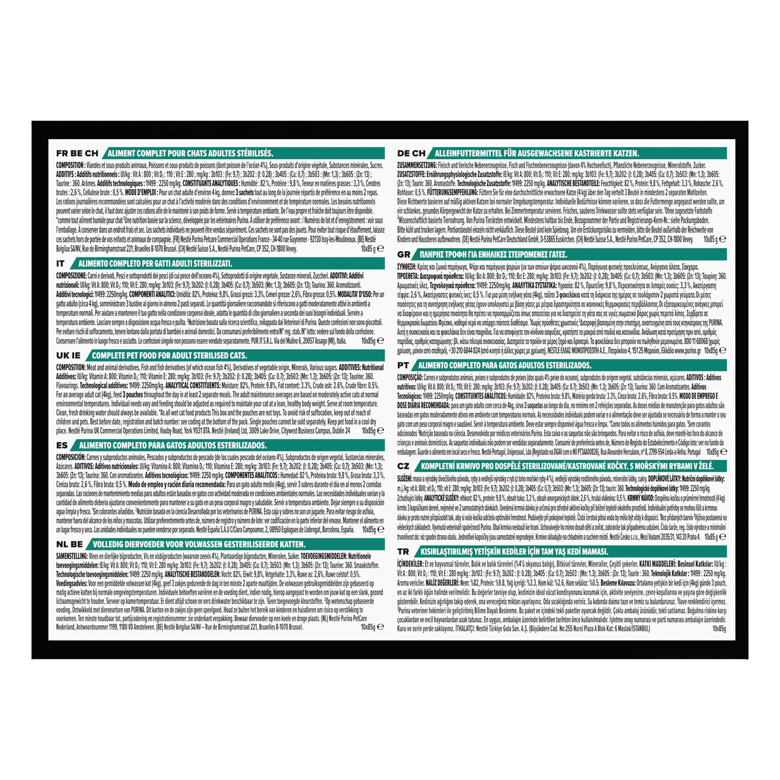 Pro Plan - P&acirc;t&eacute;e en Gel&eacute;e Adult Sterilised Maintenance aux Poissons pour Chats - 10x85g Image num&eacute;ro 3