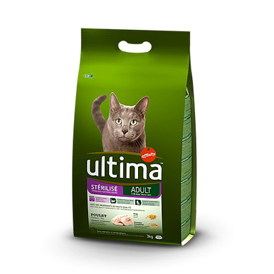 Ultima - Croquettes Stérilisé Adult 1-10 au Poulet pour Chat - 3Kg