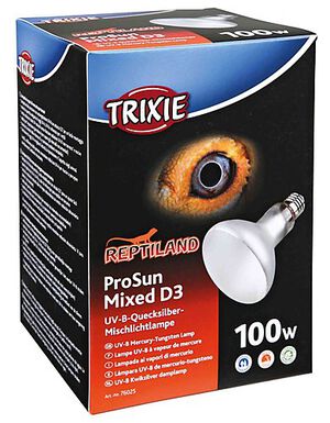 Trixie - Lampe UV~B ProSun Mixed D3, dém. automatique, ø 95 × 130 mm, 100 W