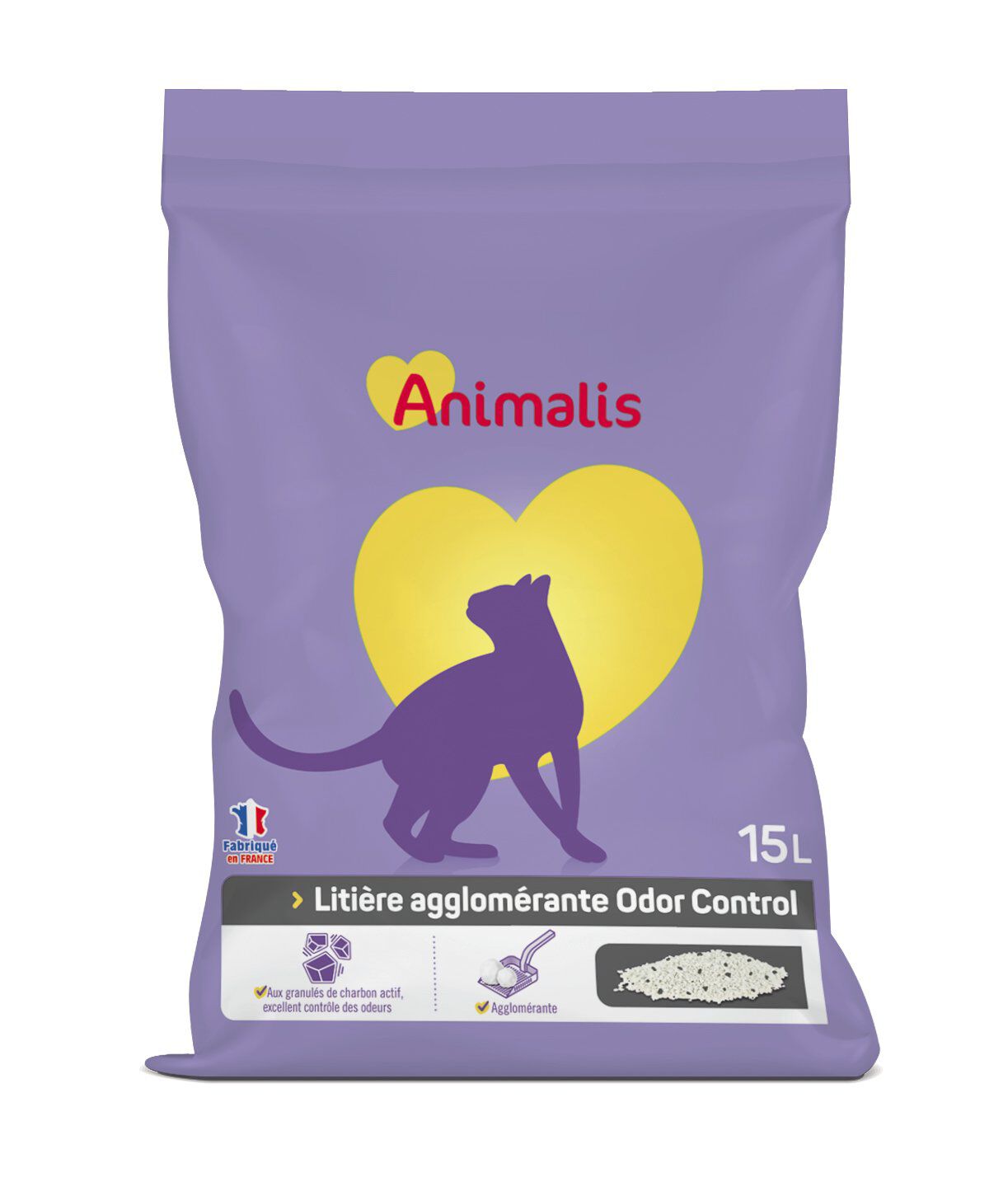 Animalis - Liti&egrave;re Agglom&eacute;rante Odor Control pour Chat - 15L Image num&eacute;ro 1