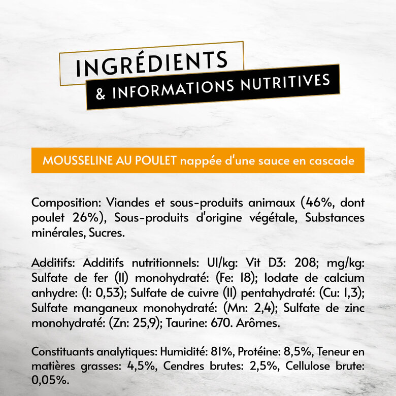GOURMET - Repas REVELATIONS Mousseline Poulet nappée de sauce pour Chats - 4X57g Image numéro 5 GOURMET - Repas REVELATIONS Mousseline Poulet nappée de sauce pour Chats - 4X57g Image numéro 5