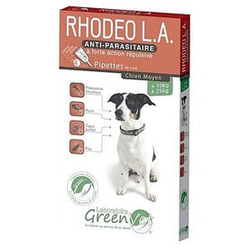 Greenvet - Pipettes Répulsives Rhodeo L.A Actifs Naturels pour Chiens 10-25Kg - 4x3ml
