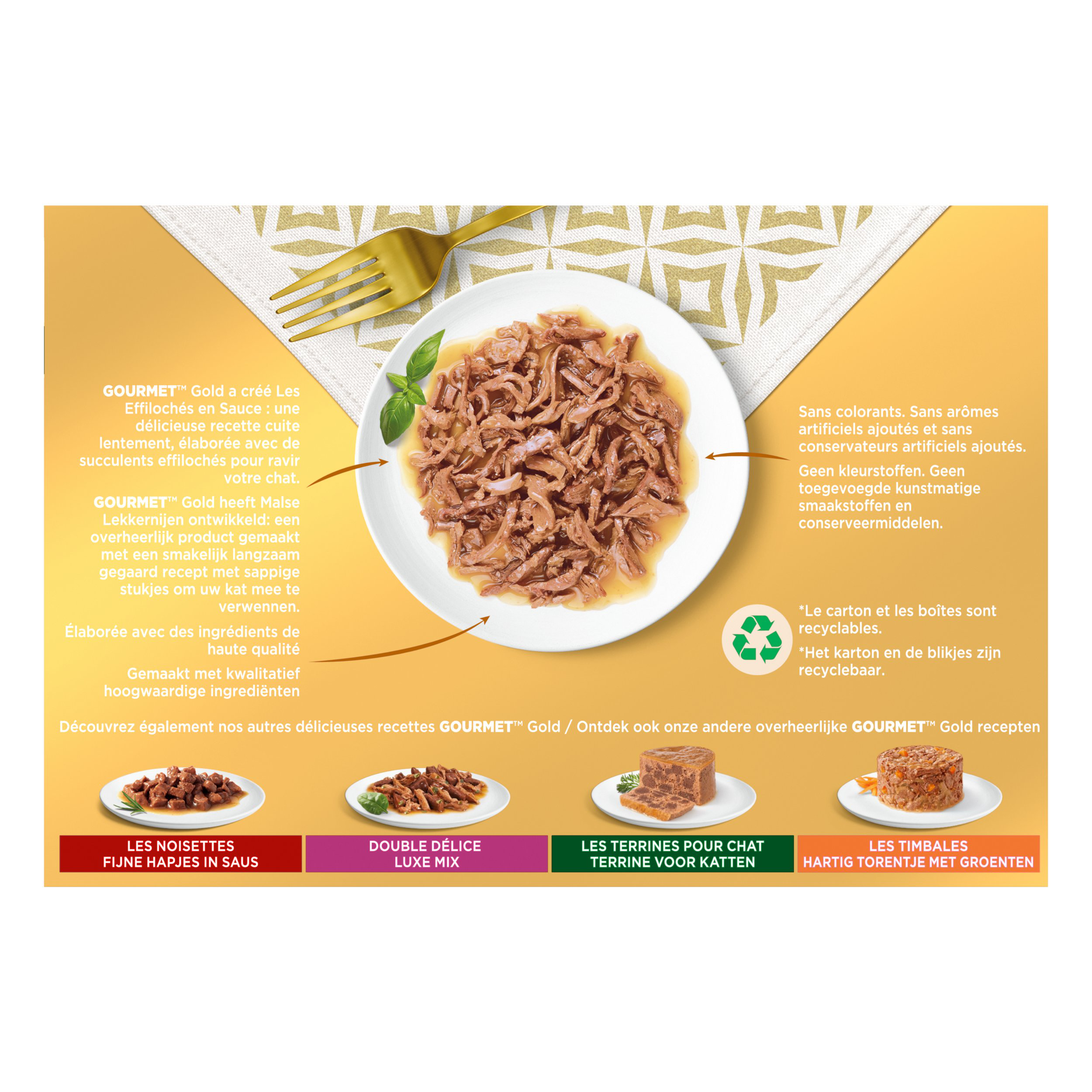 GOURMET - Sachets fra&icirc;cheur GOLD Les Effiloch&eacute;s en Sauce pour chats adultes - 12x85g Image num&eacute;ro 2