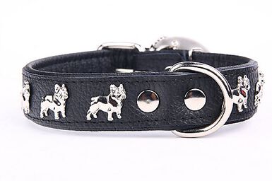 Yogipet - Collier Super Bouledogue Français Cuir pour Chien Noir