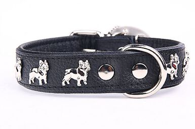 Yogipet - Collier Super Bouledogue Français Cuir pour Chien - Noir