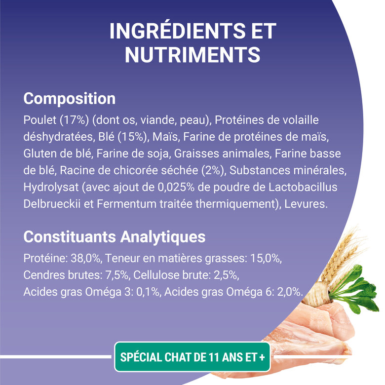 Purina One - Croquettes au Poulet et Céréales pour Chat Senior 11+ - 1,5Kg Image numéro 8 Purina One - Croquettes au Poulet et Céréales pour Chat Senior 11+ - 1,5Kg Image numéro 8
