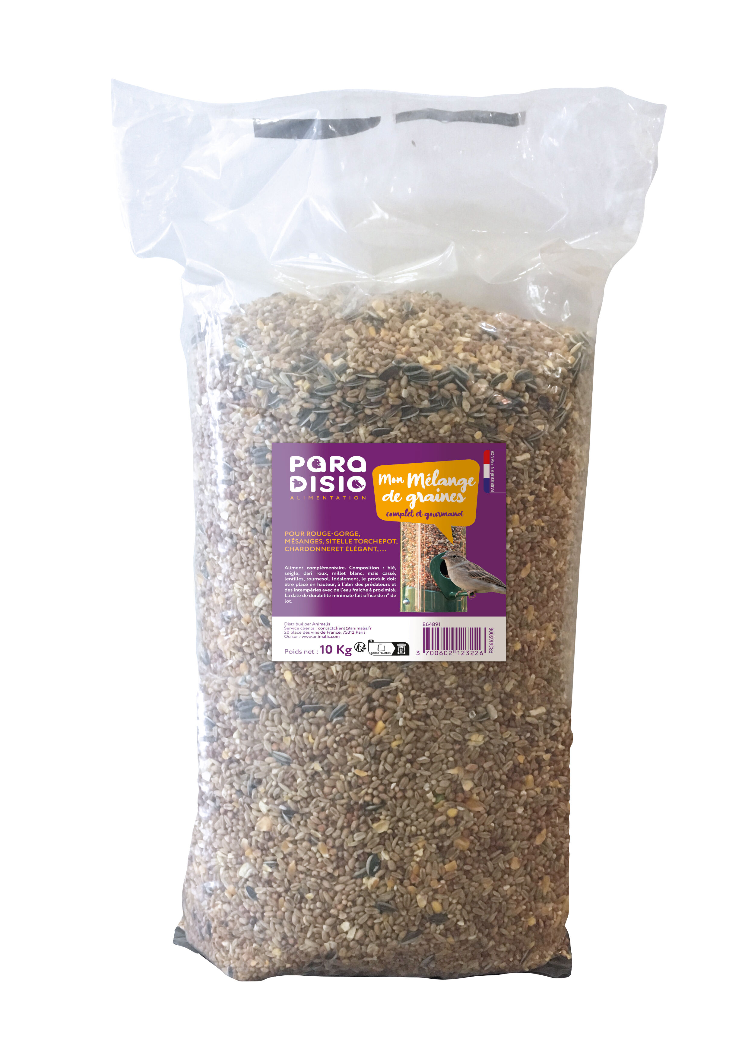 Paradisio - M&eacute;lange de Graines pour Oiseaux des Jardins - 10Kg Image num&eacute;ro 1