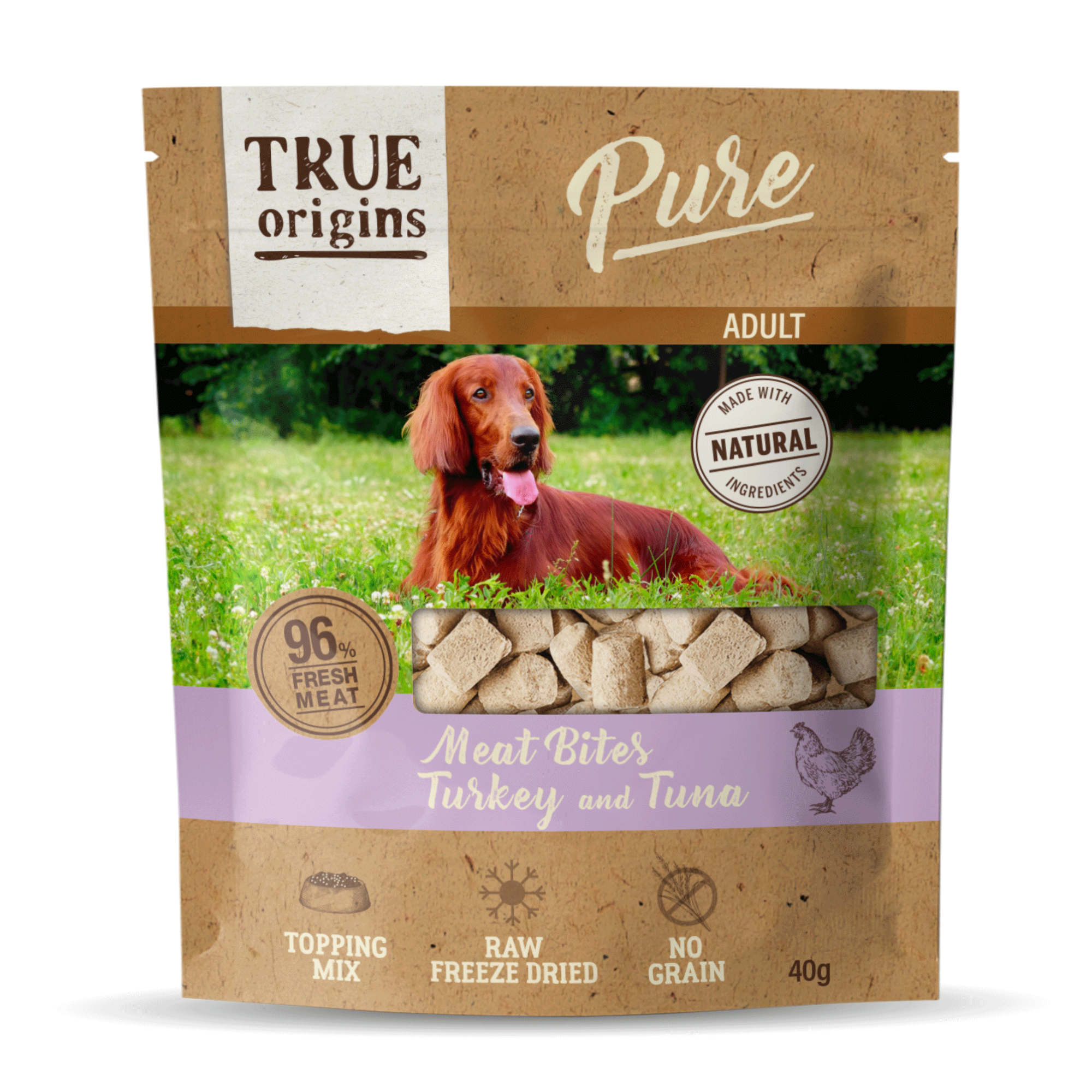 True Origins Pure - Friandises &agrave; la Dinde et au Thon pour Chien Adulte - 40g Image num&eacute;ro 1