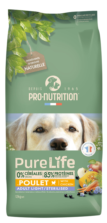Pro-Nutrition - Croquettes Pure Life Chien Adult Light Sterilised - 12kg image number null
