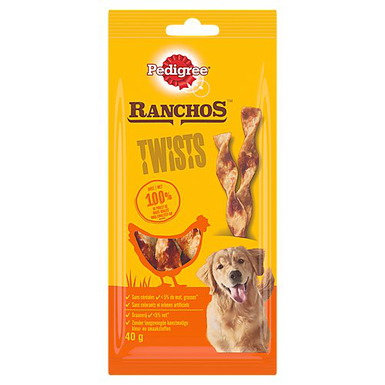 Pedigree - Friandises Ranchos Twists au Poulet pour Chiens - 40g