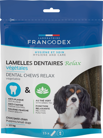 Francodex - Lamelles Dentaires RELAX à Mâcher pour Chiots et Petits Chiens - x15