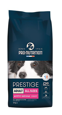 Pro-nutrition - Croquettes Prestige Adult All Sizes à l'Agneau pour Chiens Difficiles - 12Kg