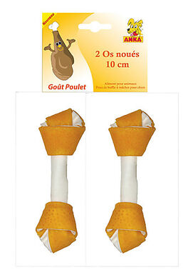 Anka - Lot 2 Os Noués au Poulet pour Chien - 10cm
