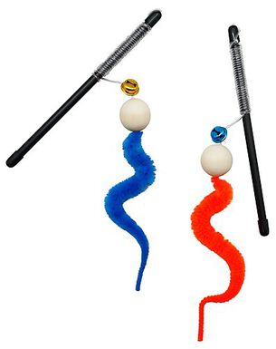 Anka - Canne à Pêche Balle Bois et Serpentin pour Chat - 34cm