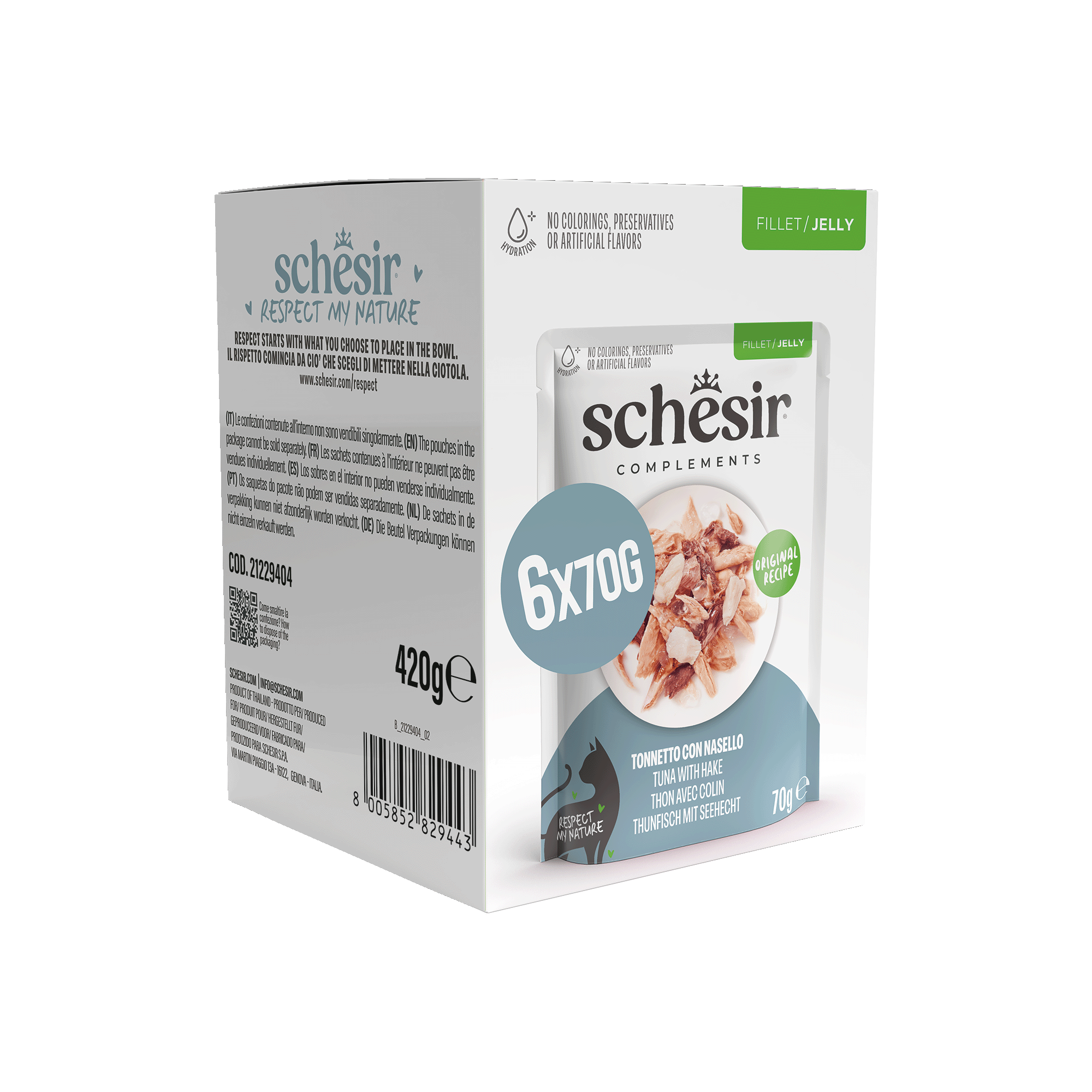 Schesir - Sachets Humides Thon avec Colin en Gel&eacute;e pour Chats - 6x70g Image num&eacute;ro 1