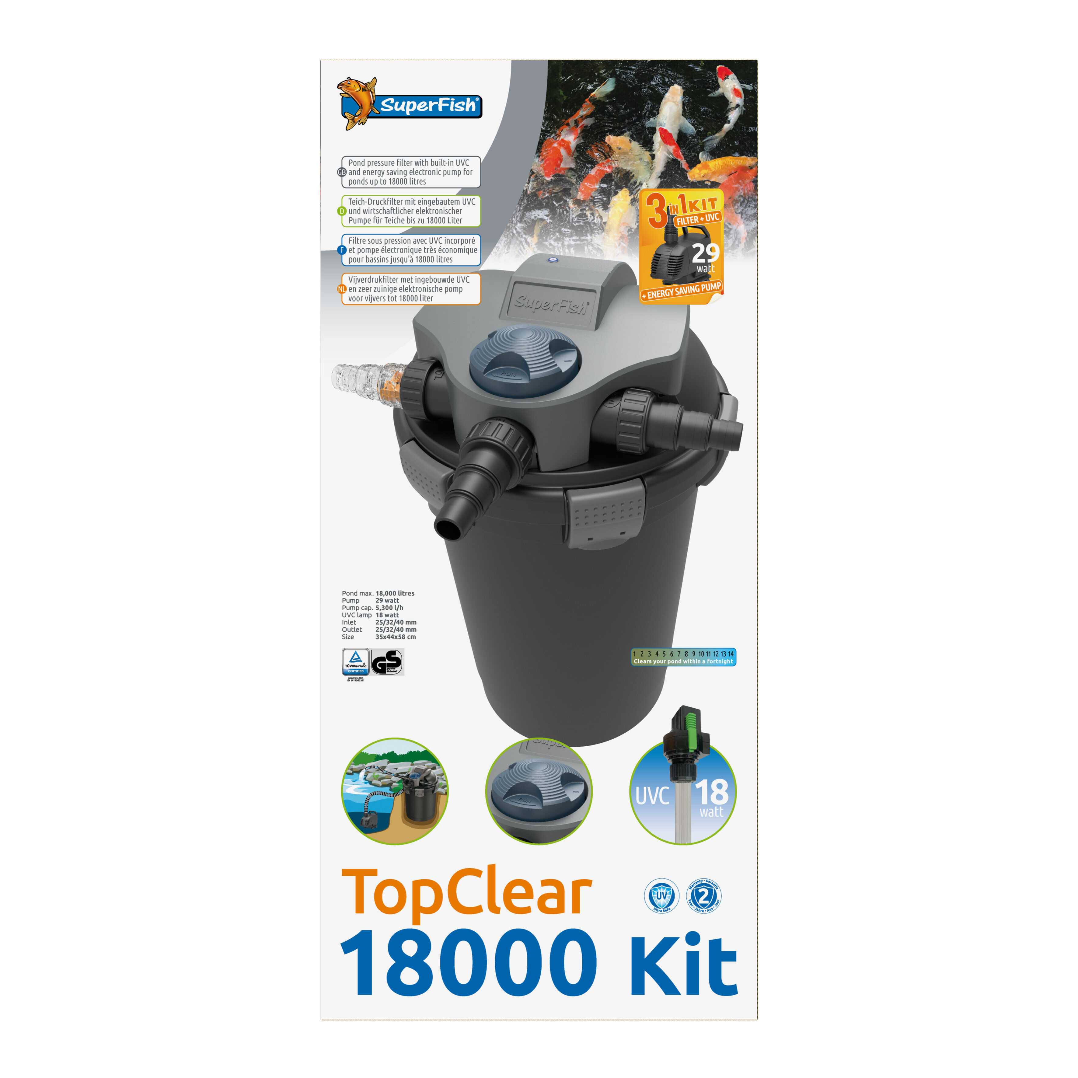 Superfish - Kit 3 en 1 TopClear 18000 pour Bassin Image num&eacute;ro 1