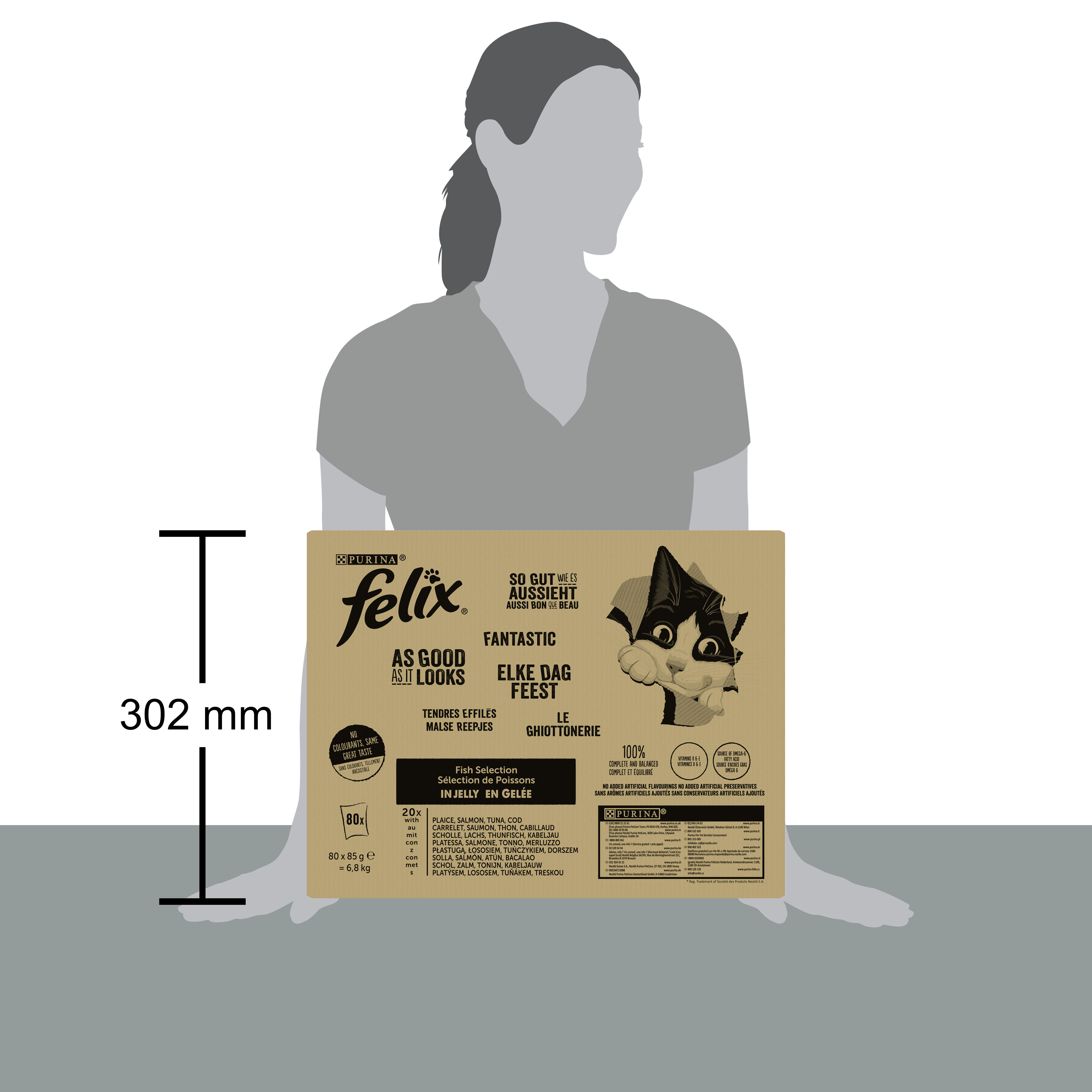 Felix - Tendres Effil&eacute;s en Gel&eacute;e S&eacute;lection Mixte Thon Cabillaud Saumon Carrelet - 80x85g Image num&eacute;ro 2